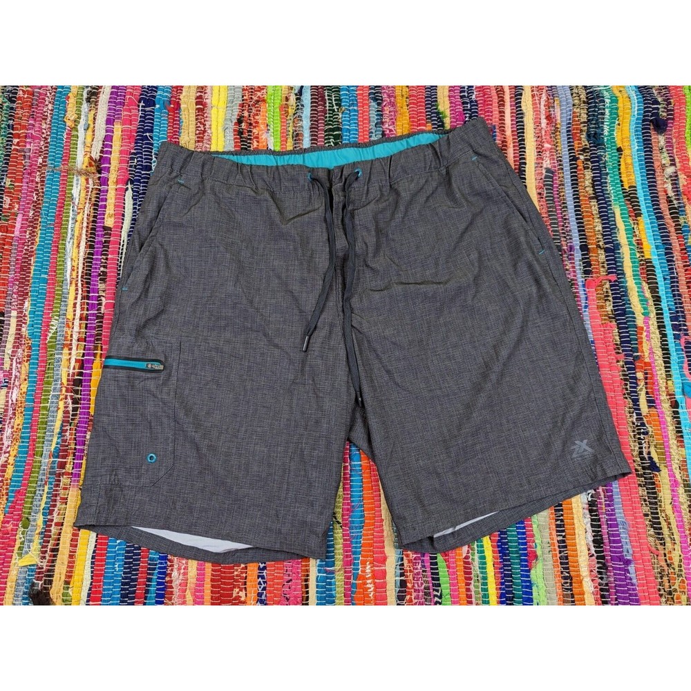 Zeroxposur Men's XXL Lined Swim Board Shorts Stretchy Trunks Grey Drawstring